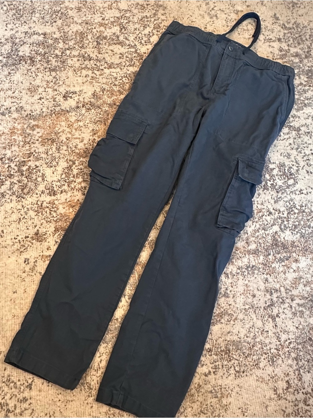 EUC Mutual Weave Men’s Cargo Pants Navy Blue Stretch Drawstring Utility—Large